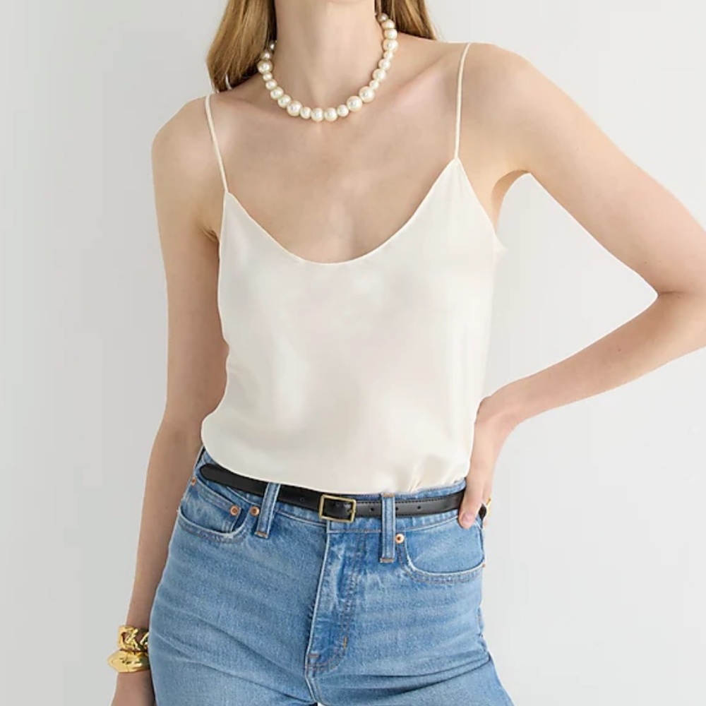 J. Crew Washable Silk Camisole in Cream